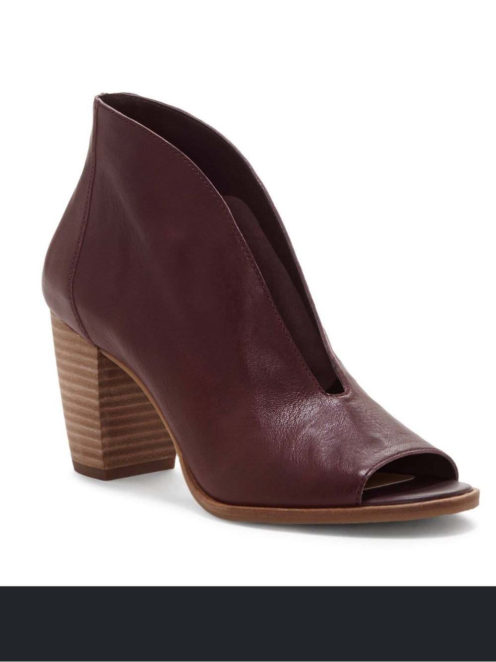 Lucky Brand Joal Leather Booties Wine Red Peep Toe V-Cut Size 9 Leather
